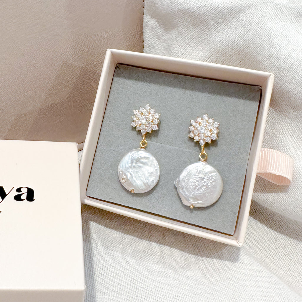 Estelle Coin Pearl Earrings