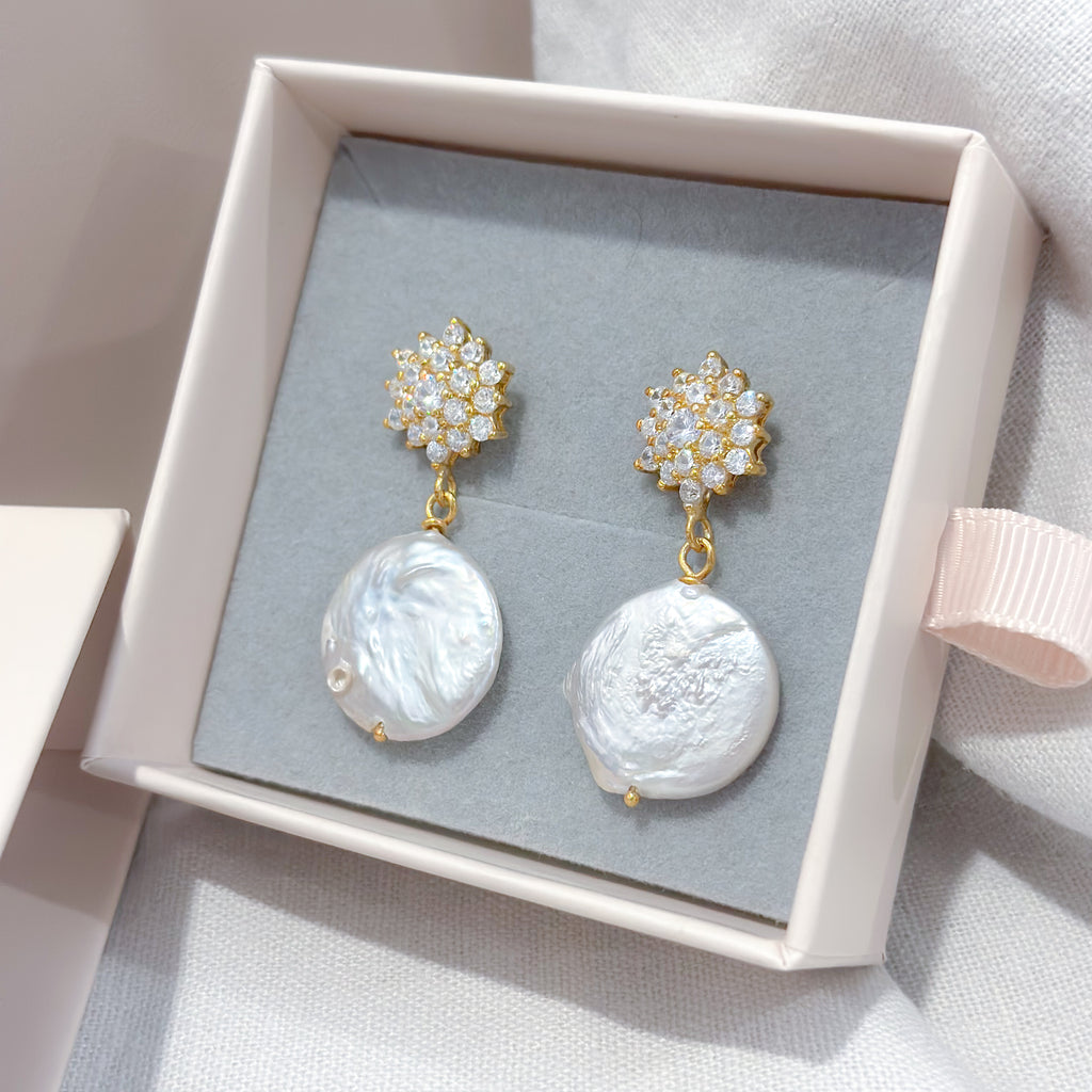 Estelle Coin Pearl Earrings