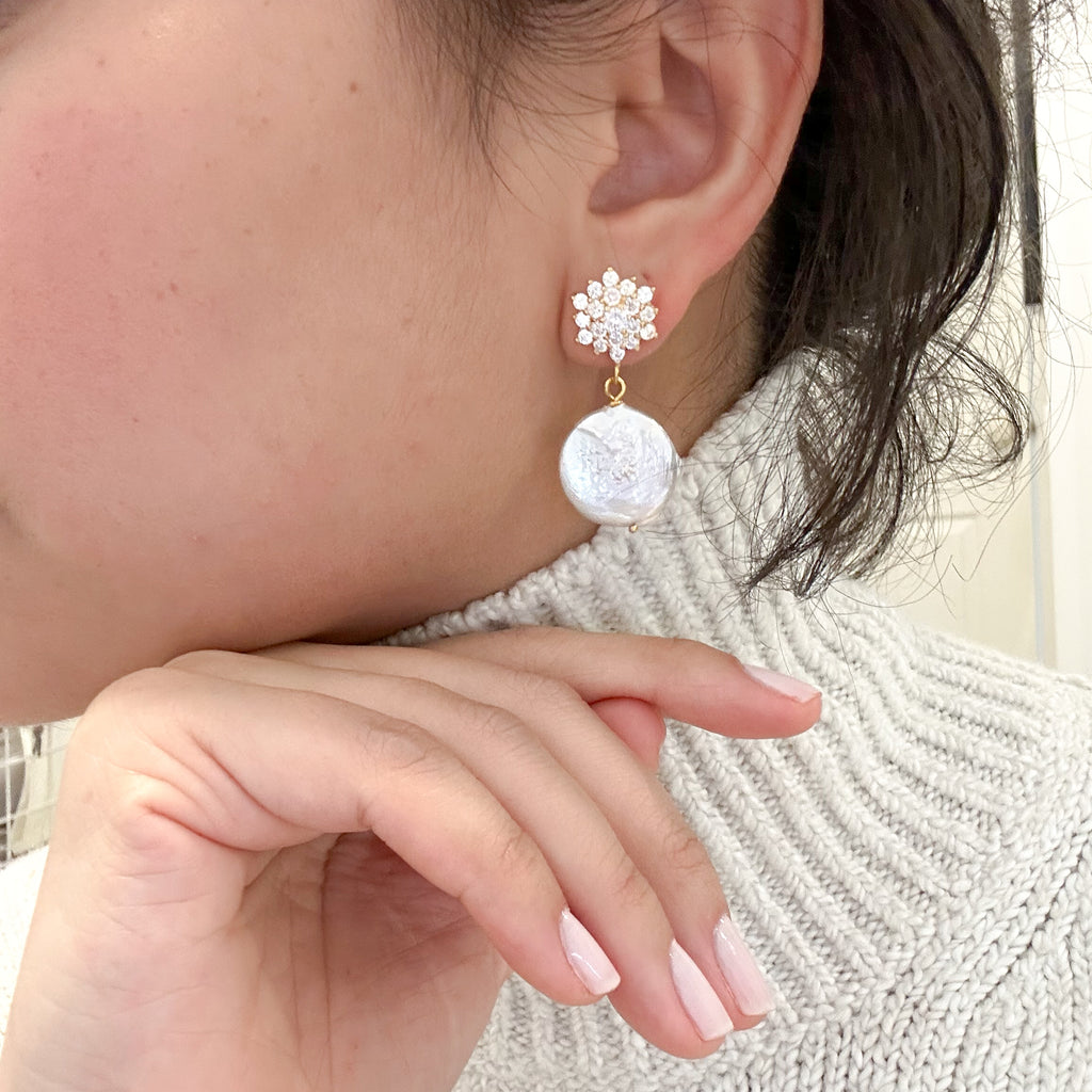 Estelle Coin Pearl Earrings