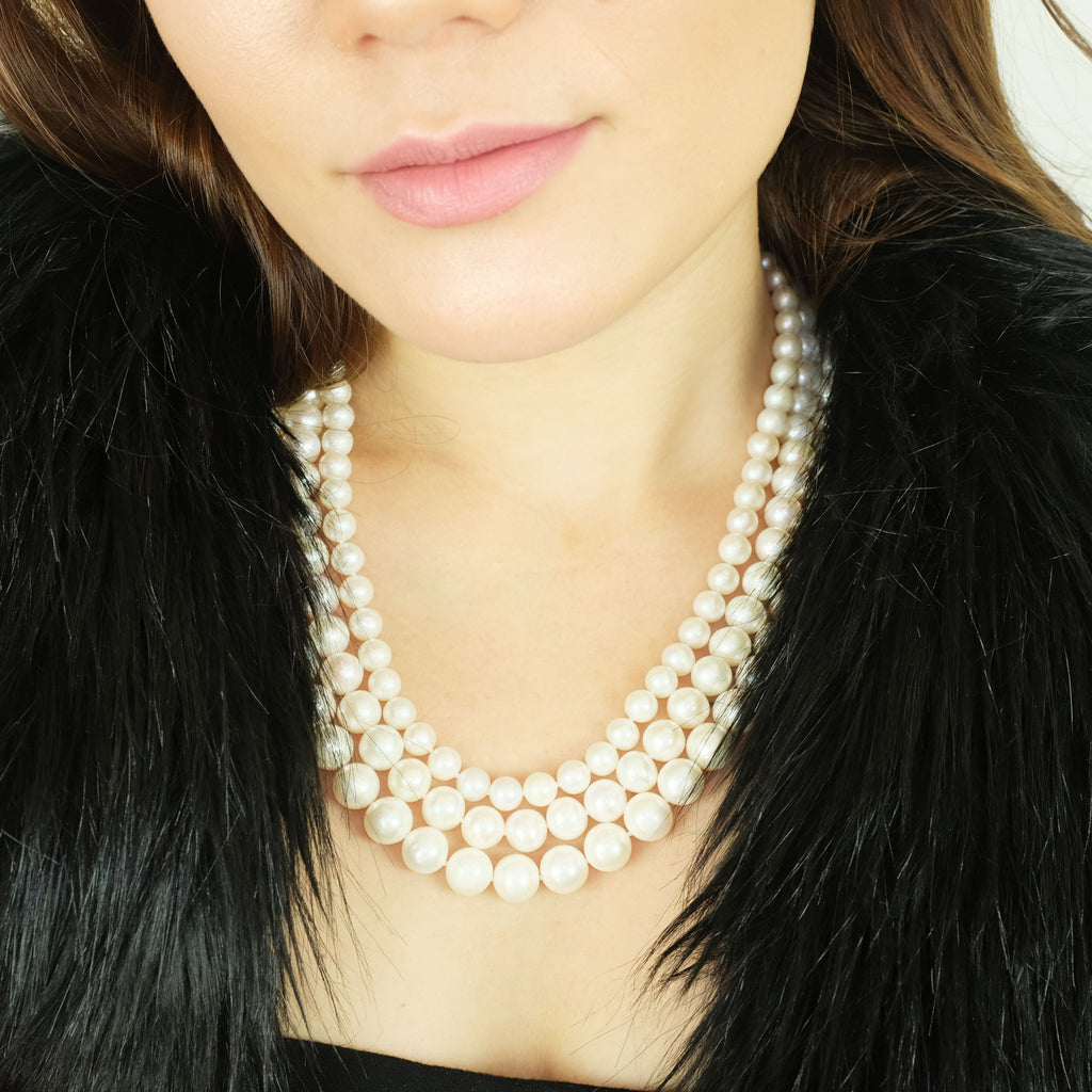 Audrey Three layered Pearl Necklace - Aniya Jewellery