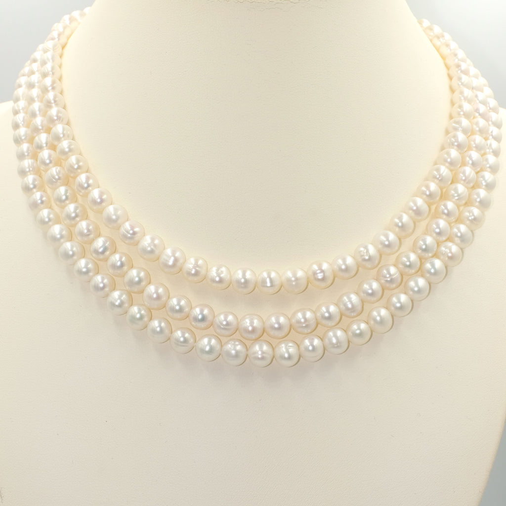 Adrianne Three Layered Pearl Necklace - Aniya Jewellery