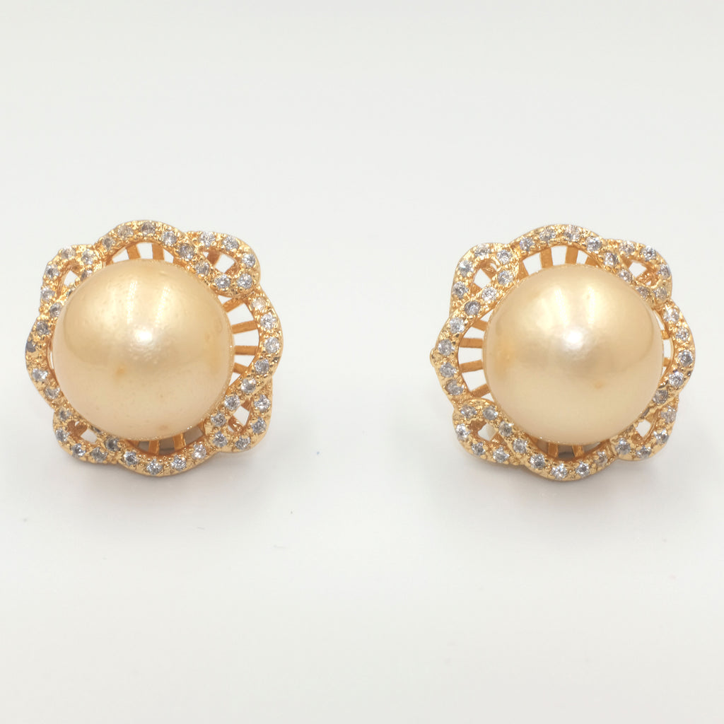 Reine Des Fleurs Golden South sea Pearl Earrings - Aniya Jewellery