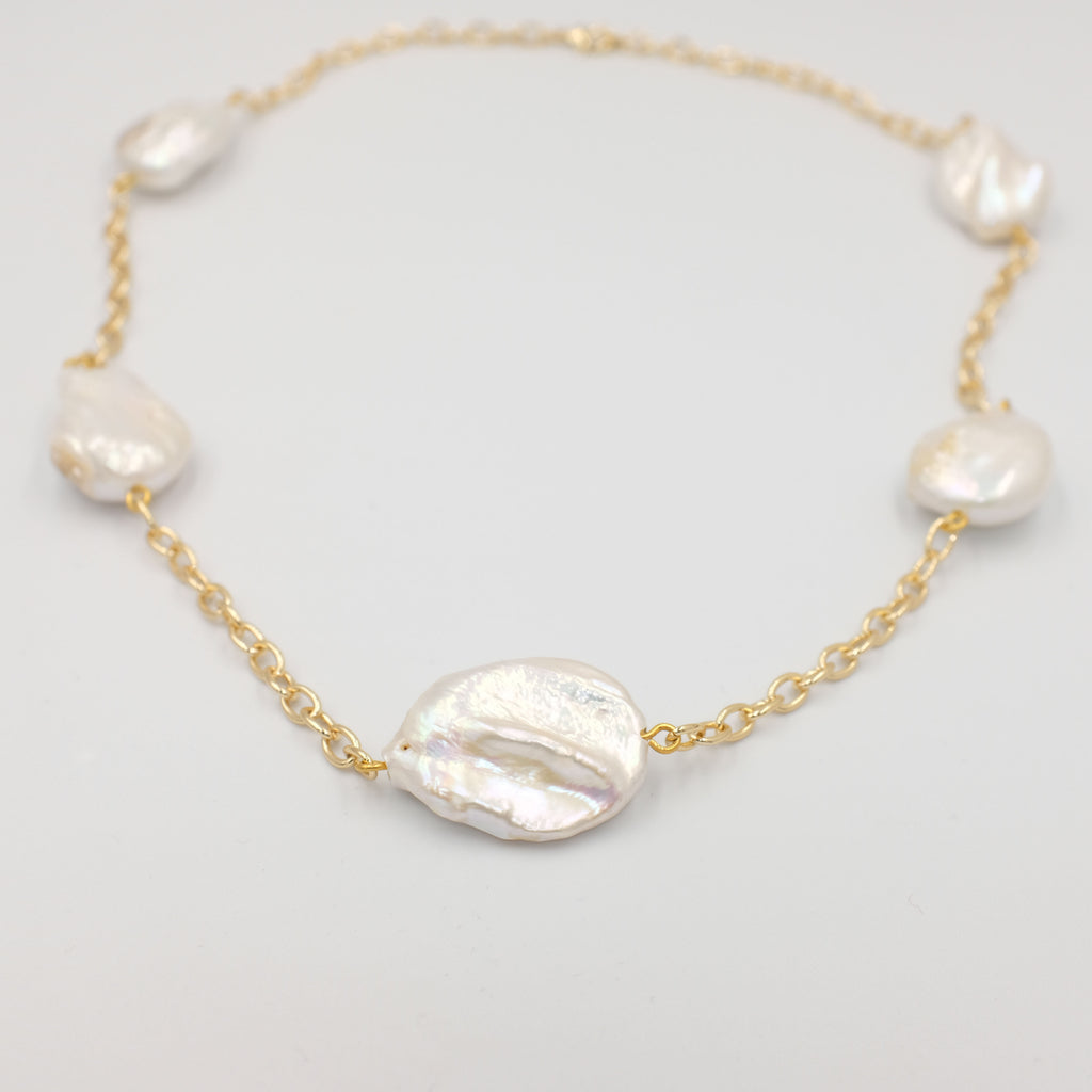 Mia Chain and Baroque Pearl Necklace - Aniya Jewellery