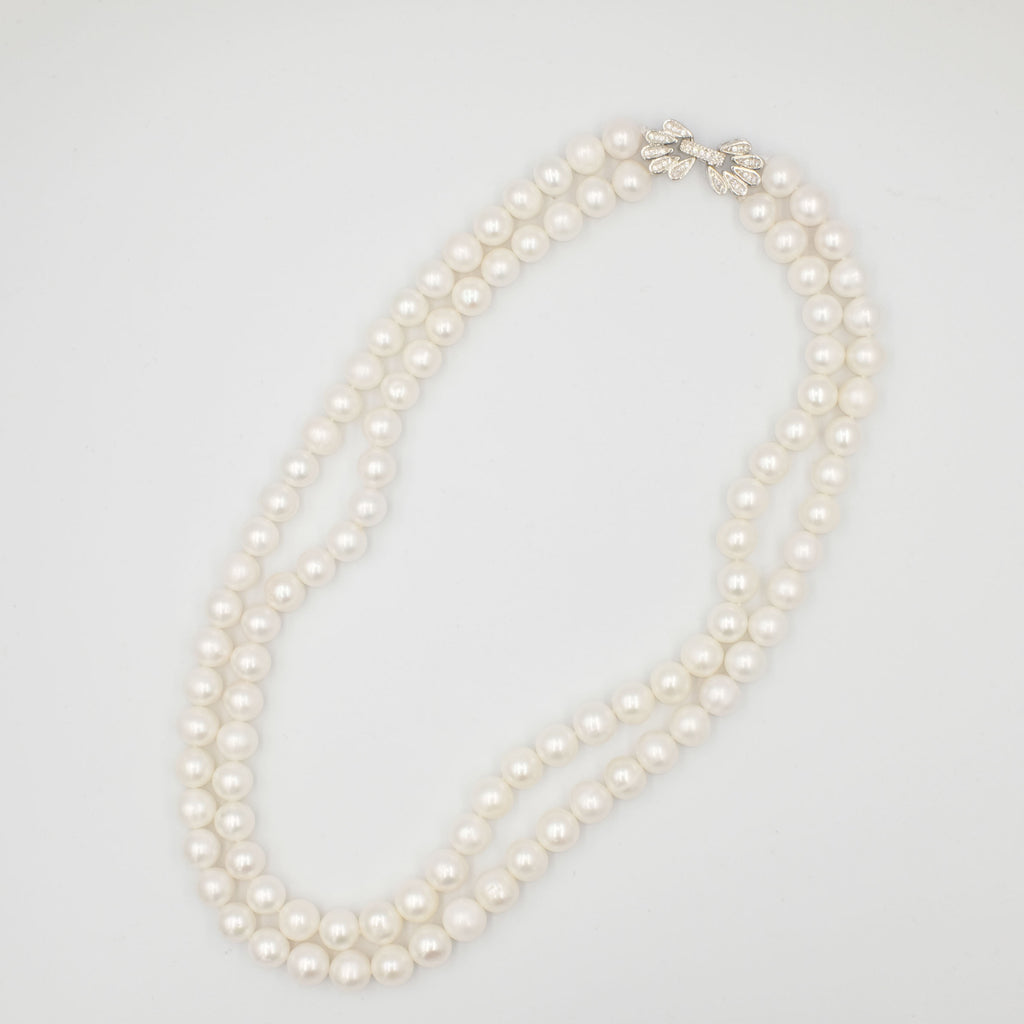 Amelia Double Strand Round Pearl Necklace