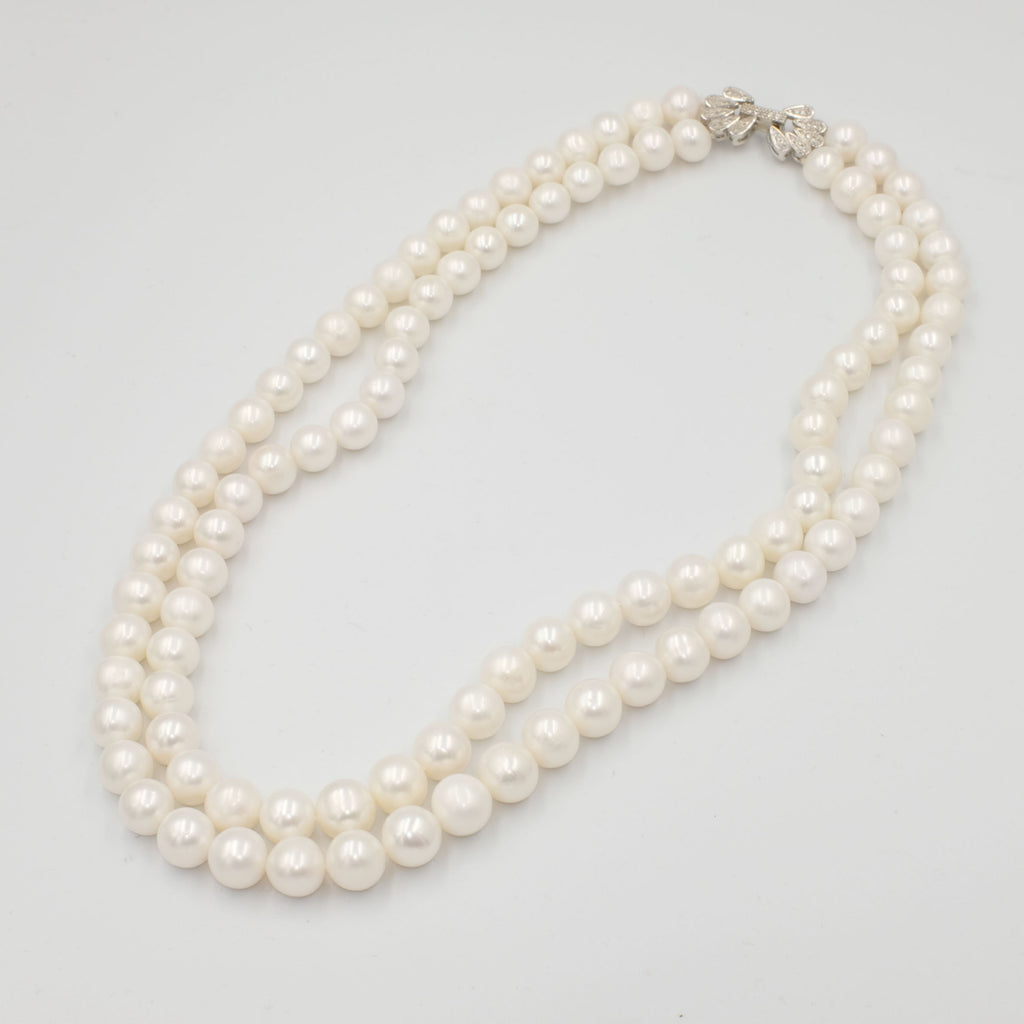 Amelia Double Strand Round Pearl Necklace