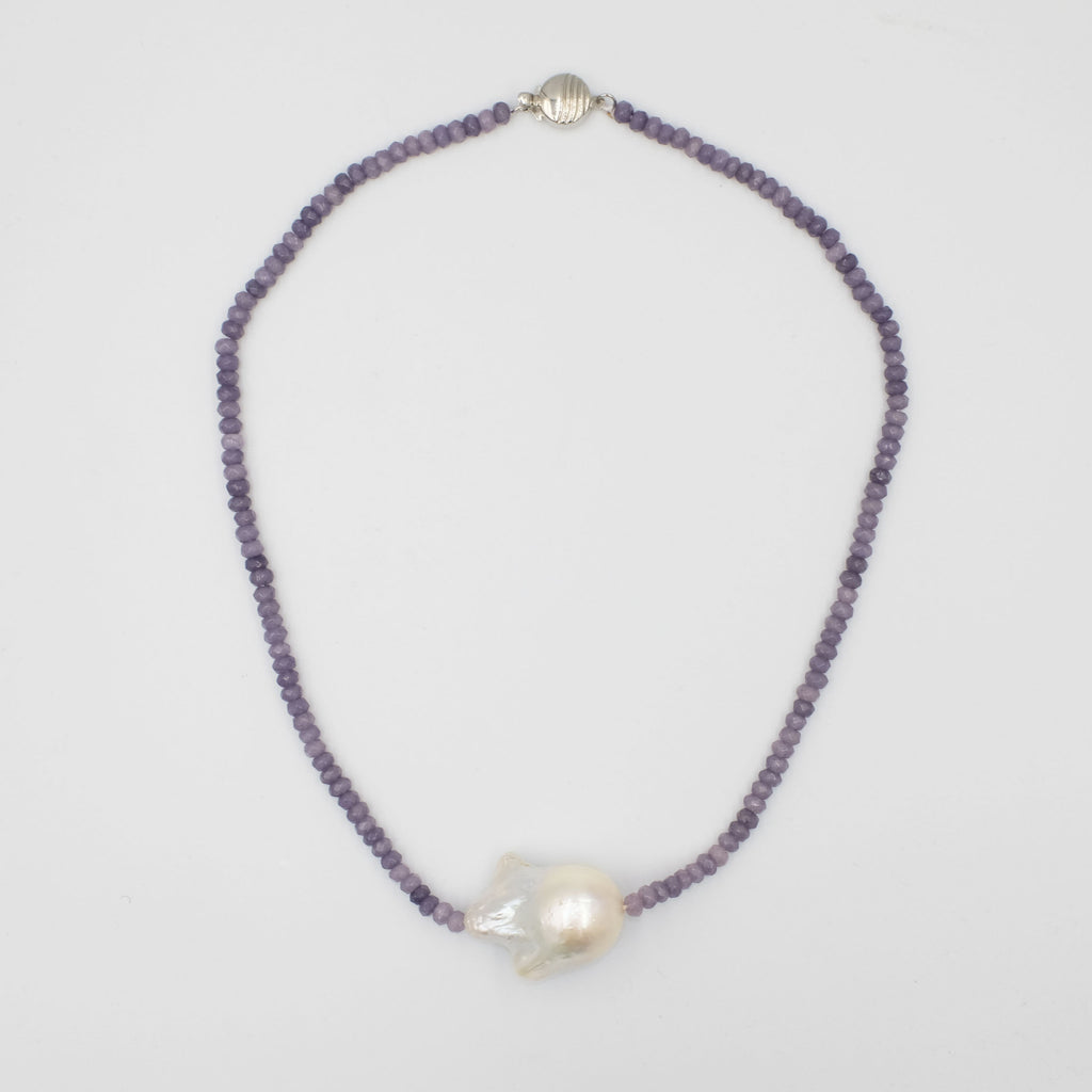 Protection Agate stones with Baroque Pearl choker necklace