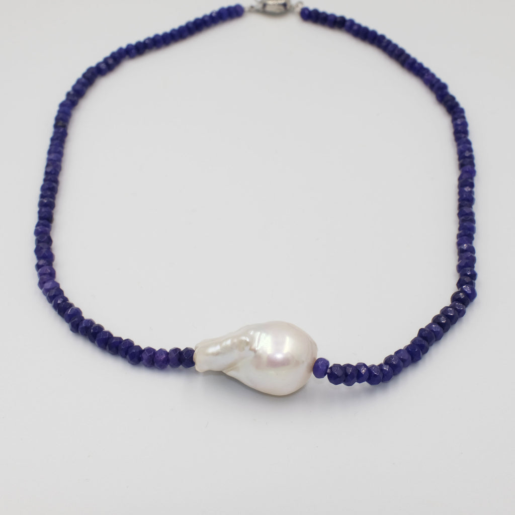 Protection Agate stones with Baroque Pearl choker necklace