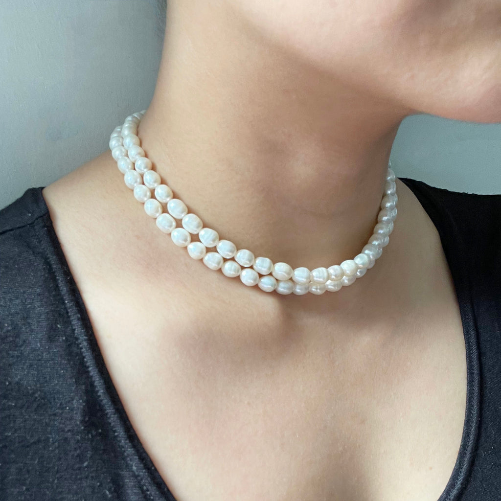 Anika Double Strand Teardrop Pearl Necklace