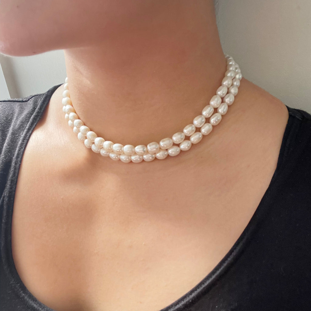 Anika Double Strand Teardrop Pearl Necklace