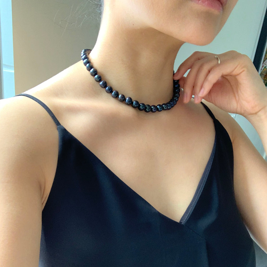 Alina Black Coloured Freshwater Pearl Necklace